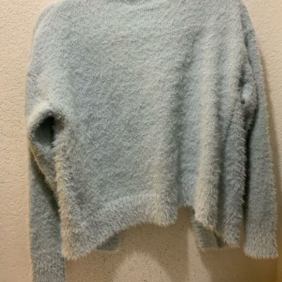 Sweet & Sinful Blue Mohair Eyelash Knit Fuzzy Fur Cardigan Sweater Top Size L - Picture 5 of 7